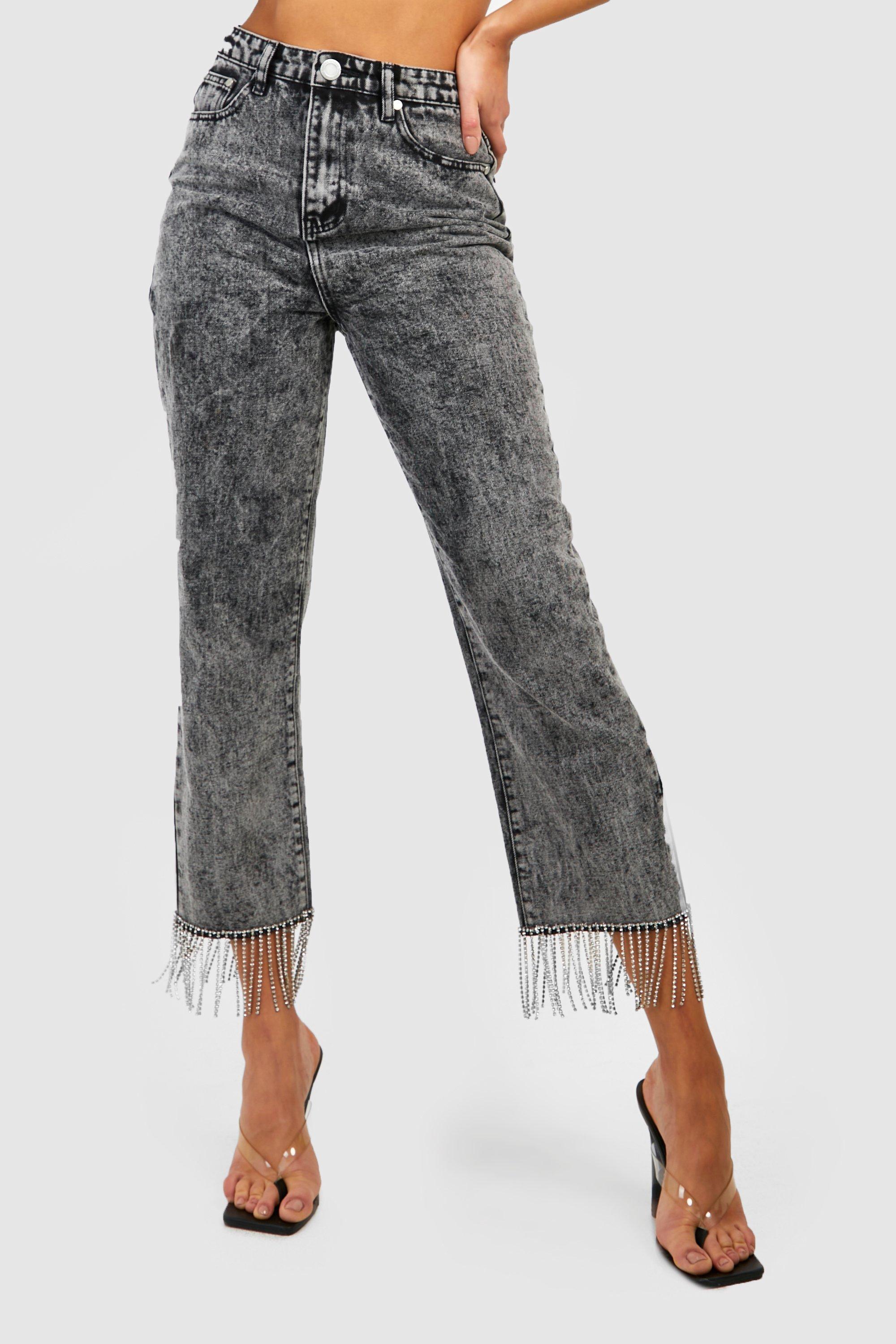 Skinny jeans sales with fringe hem